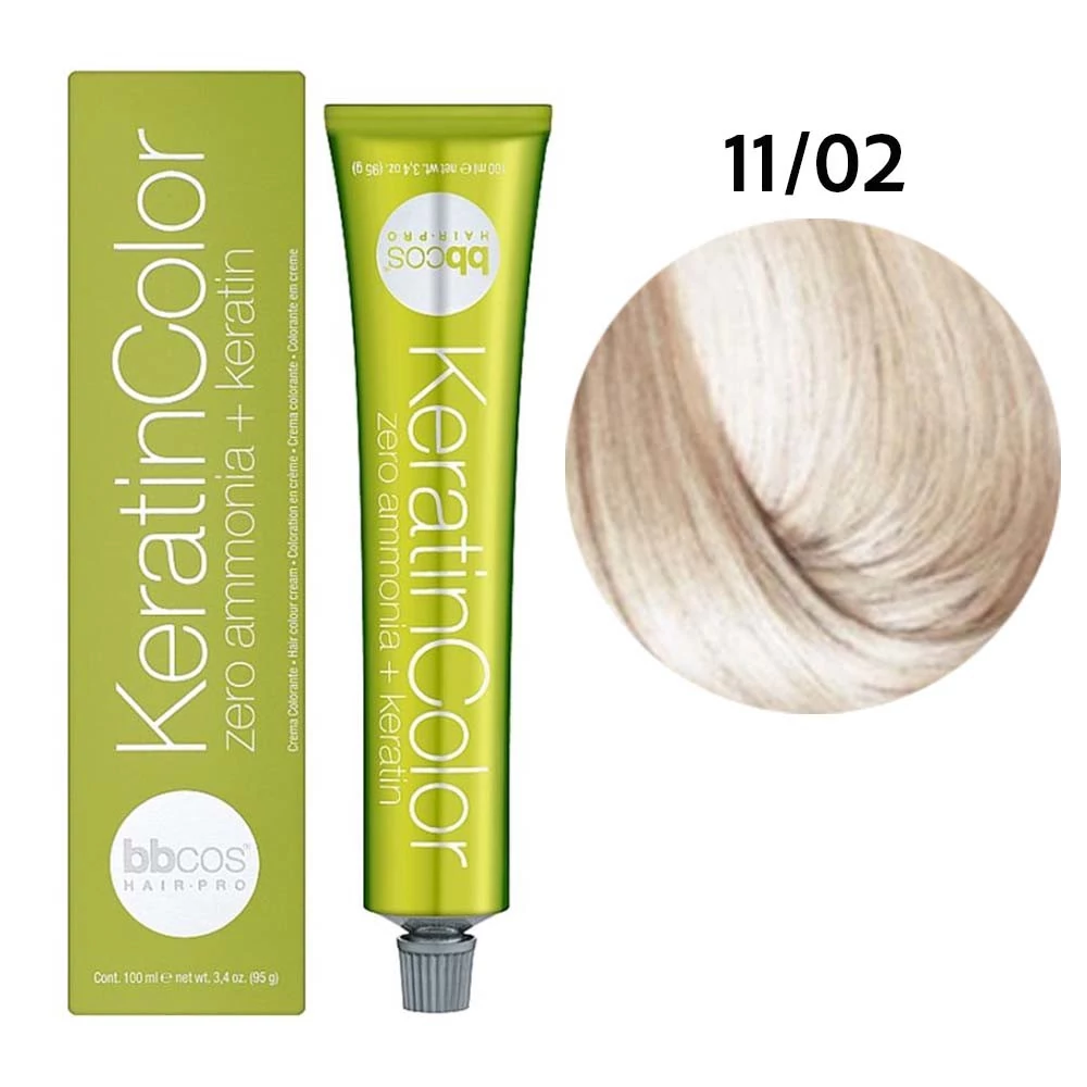 Фарба BBcos KERATIN COLOR для волосся 11/02 блондин дуже світлий перламутровий
