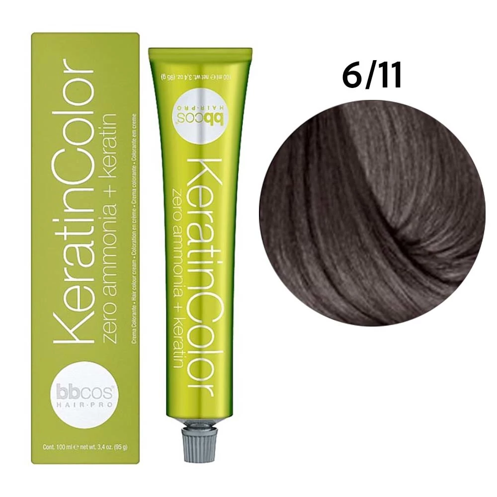 Фарба BBcos KERATIN COLOR для волосся 6/11 блондин темний інтенсивний попелястий