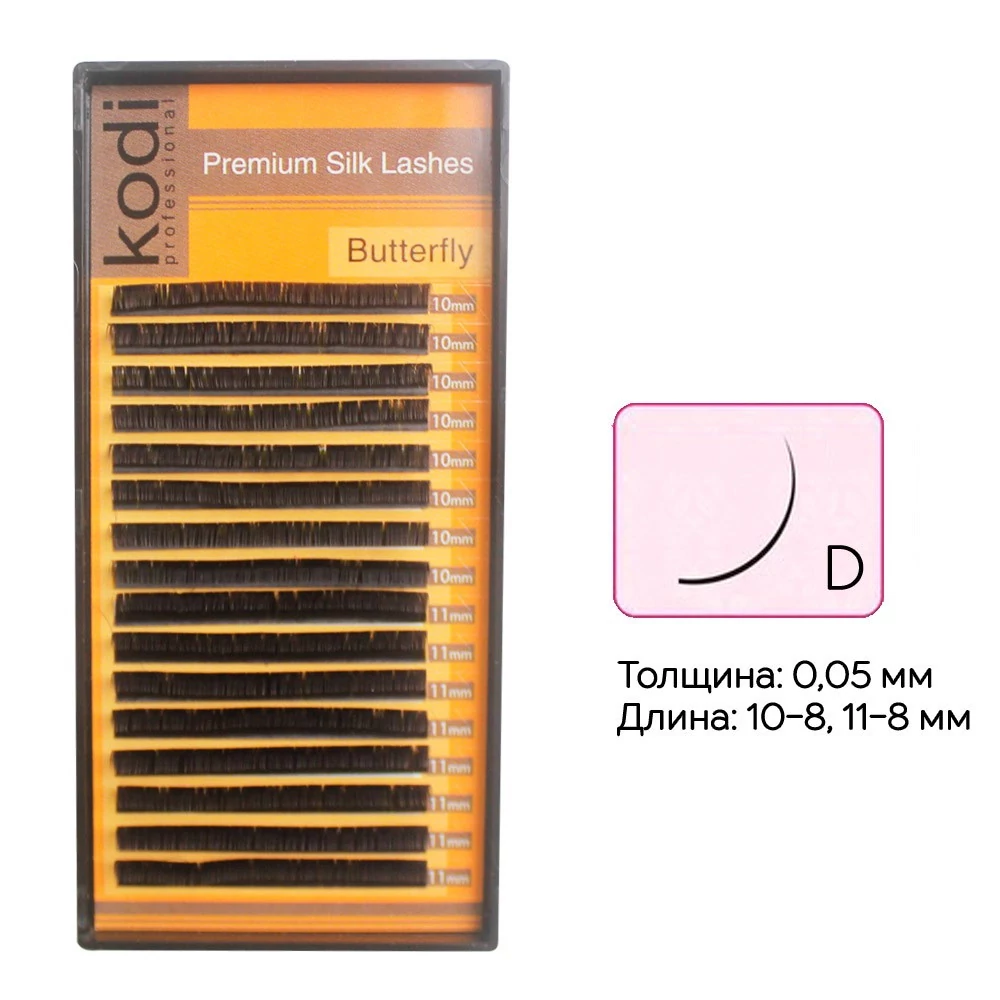 Ресницы KODI  D 0,05 16 рядов 10-8 11-8 мм черный (20032890)