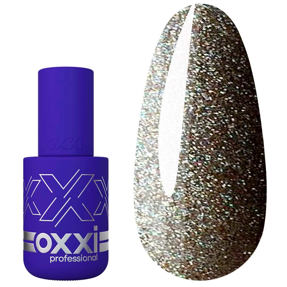 Гель-лак OXXI №096 светлый бежевый с насыщенными мелкими голографическими блестками 10 мл (000001243) - Фото №1
