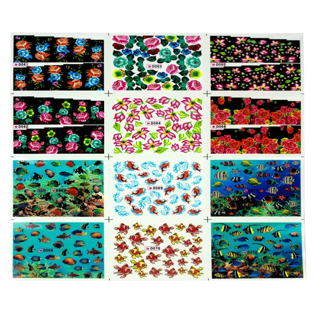 Слайдер дизайн YRE Nail Stickers 1 упаковка D-061-072 різне