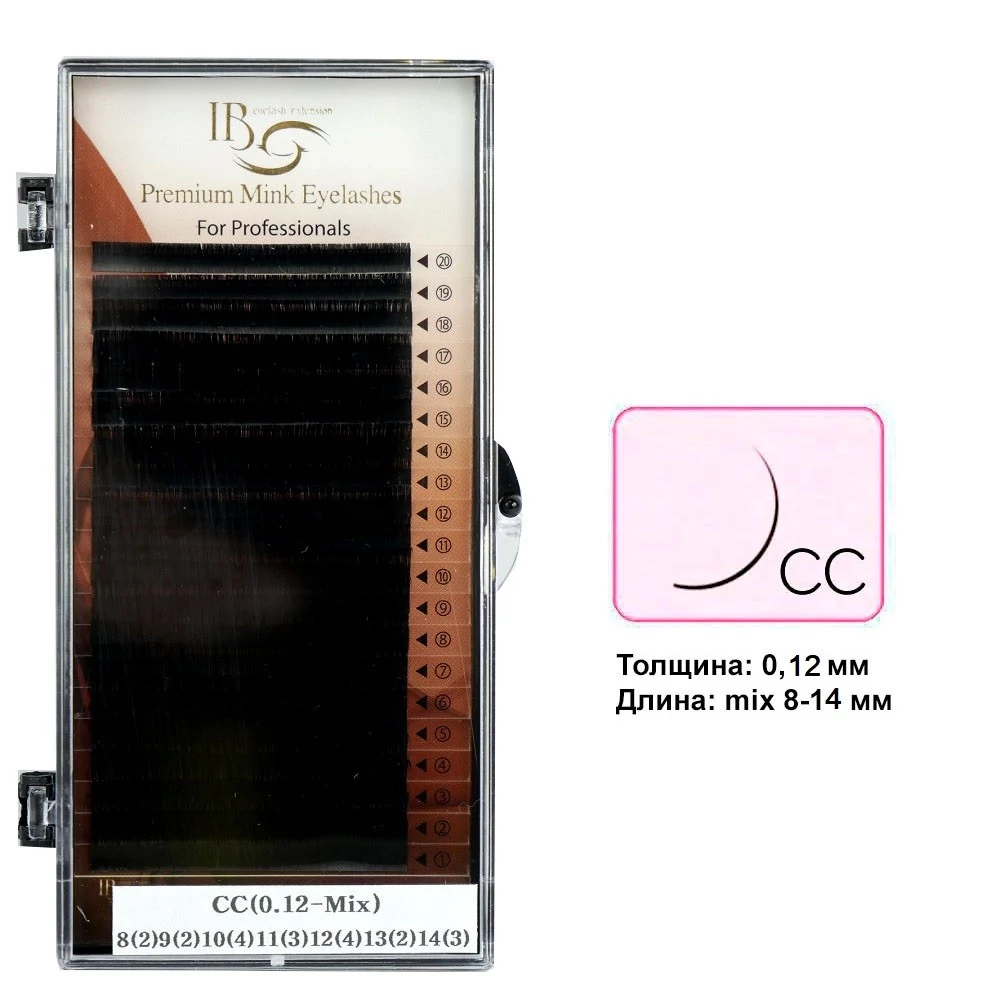 Ресницы BEAUTY mix на ленте изгиб  CС 0.12  8-2 9-2 10-3 11-4 12-4 13-3 14-2мм