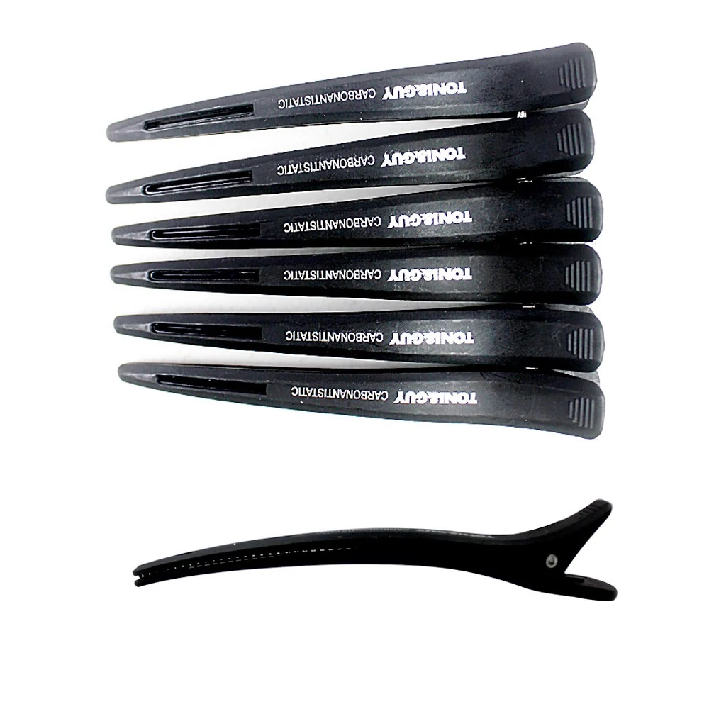 Зажимы для волос TONI&GUY 11,5 см пластик черный гладкий 6 шт