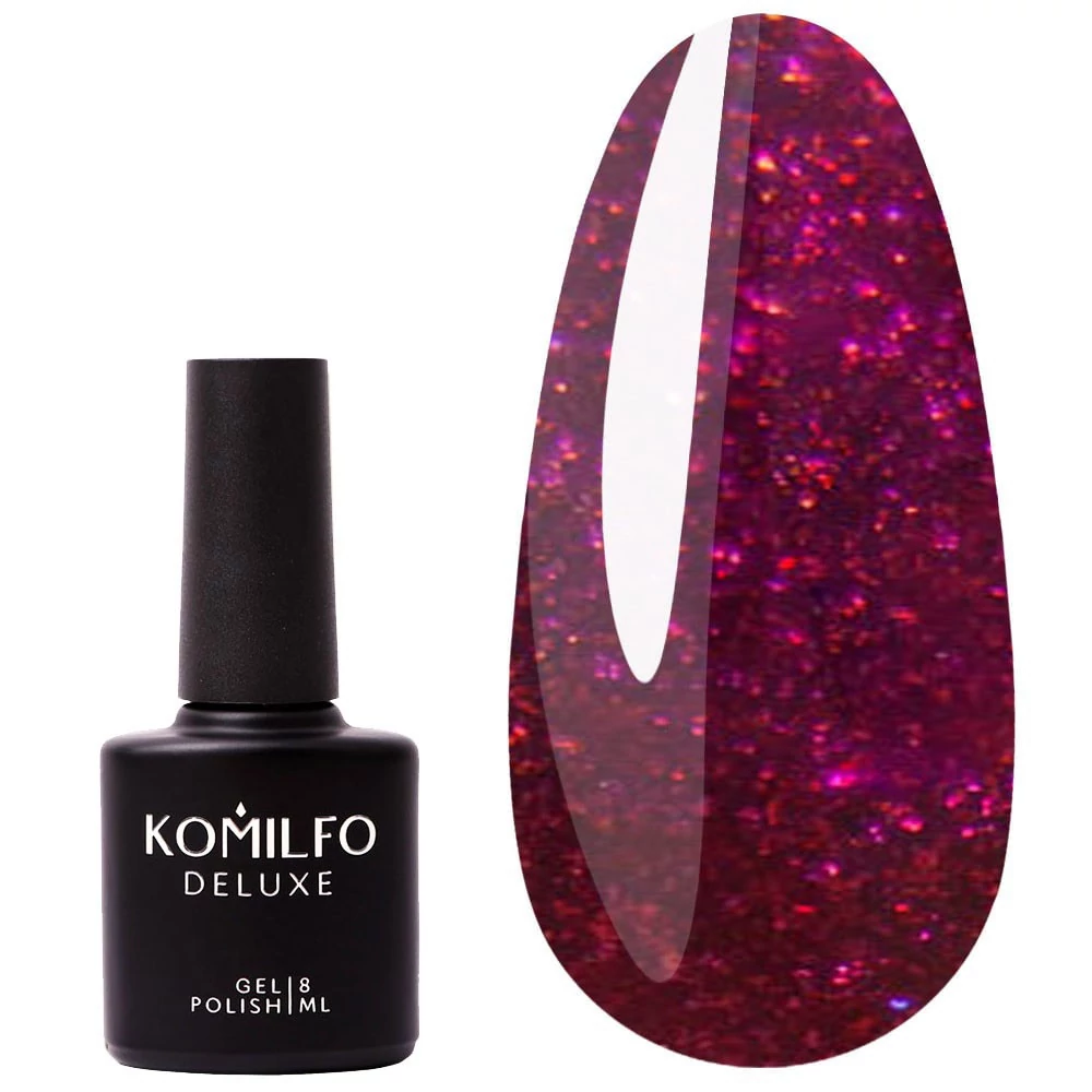 Гель-лак KOMILFO Deluxe Series №D095 фиолетово-бордовый с шиммером 8 мл (111095) - Фото №1