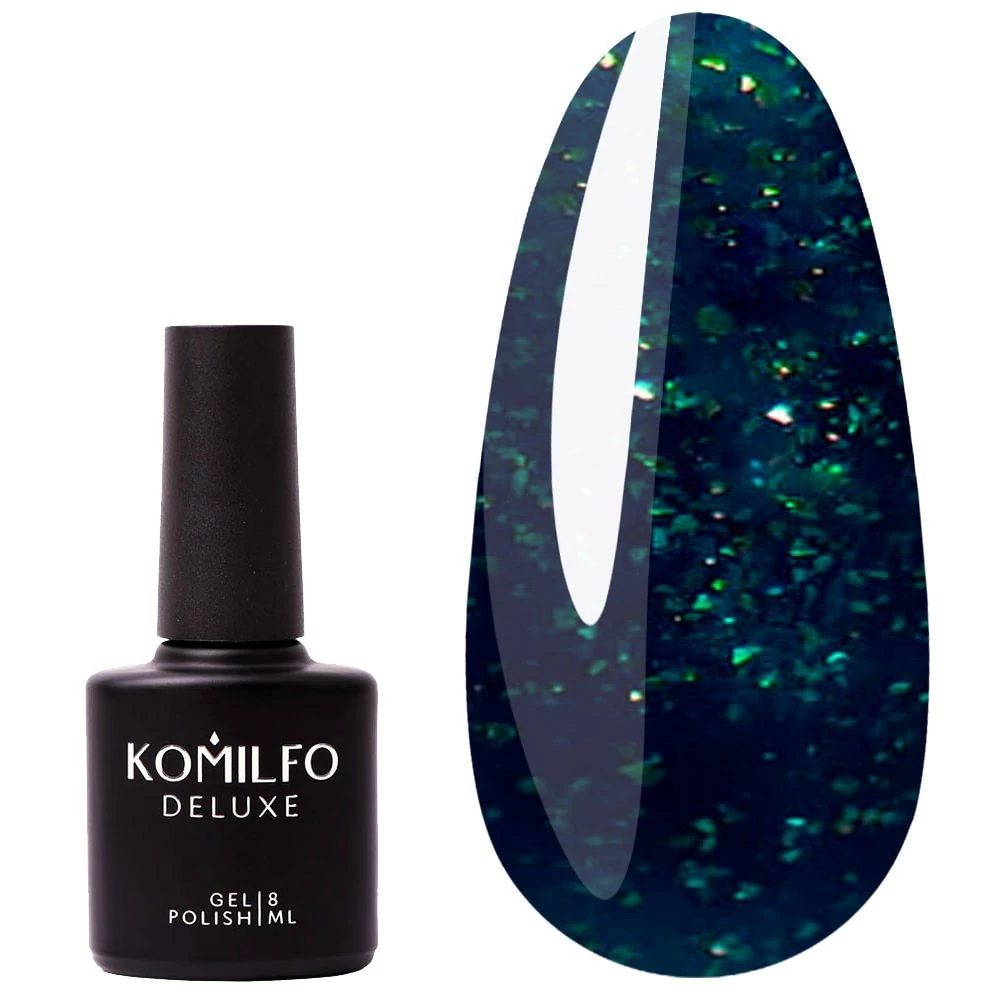 Гель-лак KOMILFO Deluxe Series №D156 темно-нефритовый с шиммером 8 мл  (111156) - Фото №1