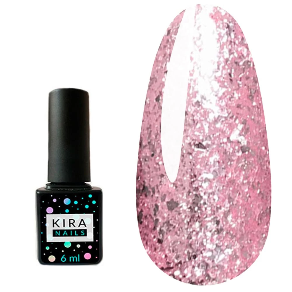Гель-лак KIRA Nails Shine Bright №008 розовый с крупными блестками 6 мл (465008)