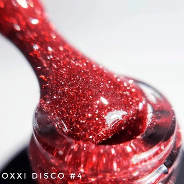 Гель-лак OXXI Disco №4 красный с серебристыми блестками светоотражающий 10 мл (000002128) - Фото №2