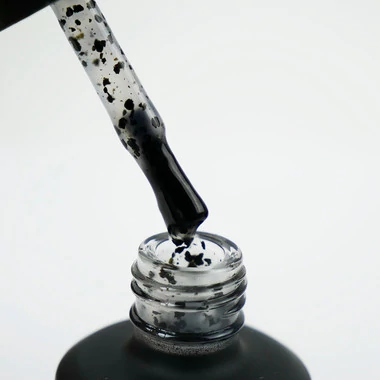 Топ NAILAPEX Dots Matte Top Gel прозрачный матовый без липкого слоя с черной крошкой 15 мл (1513) - Фото №2