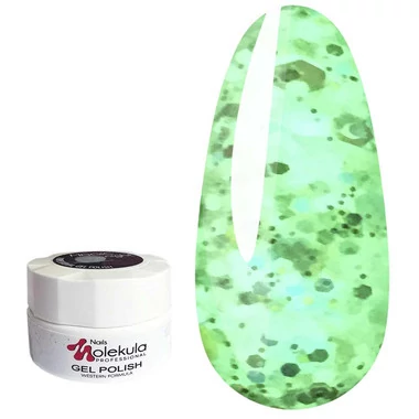 Гель-лак MOLEKULA Magic Night №MN01 полупрозрачный с белыми хлопьями переливающимися блестками 5 мл (8479350745817) - Фото №2