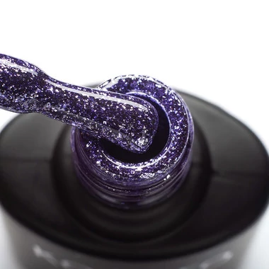 Гель-лак KOMILFO Liquid Glam Gel №LLG008 фиолетовый с блестками 8 мл (626008) - Фото №2