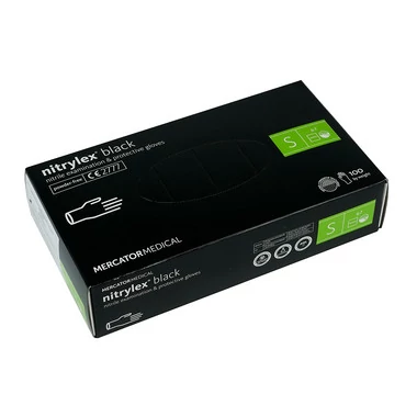 Перчатки ProSteril Nitrylex Black черные нитриловые без талька S 100 шт (5906615132295) - Фото №2