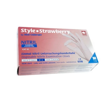 Перчатки  Ampri Nitrile Style Strawberry светло-розовые нитриловые M 100 шт (01185-M) - Фото №2