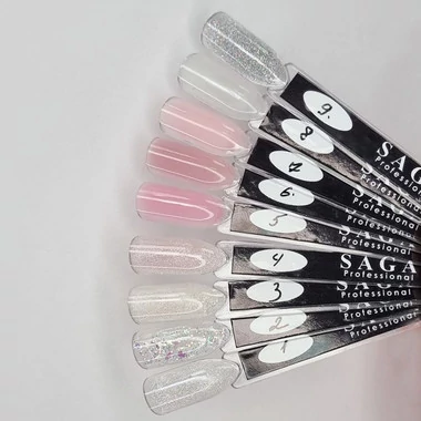 Полигель SAGA Professional EXCLUSIVE Poly Gel №01 прозрачный с шиммером 30 мл - Фото №2