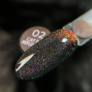 Гель-лак NAILS OF THE NIGHT Cat eye Reflective №02 світловідбиваючий червоний 10 мл (u0000016485) - Фото №2