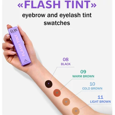 SALE Краска ELAN для бровей и ресниц оклюзивна система Flash Tint 09 warm brown 10 мл - Фото №4