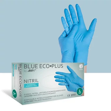 Перчатки MediOK BLUE ECO PLUS голубые нитриловые М 100 шт - Фото №2