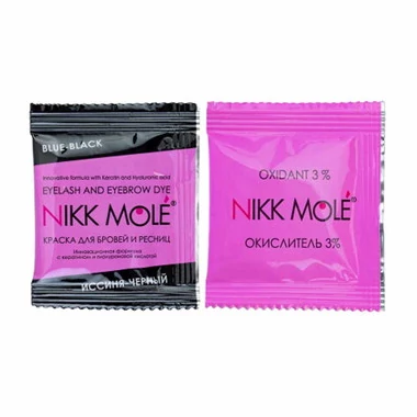 Краска NIKK MOLE для бровей и ресниц сине-черный с оксидантом в саше по 5 мл - Фото №2