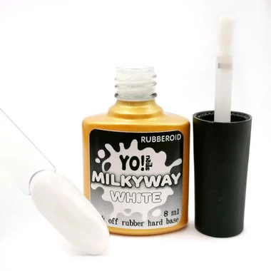 База Yo!Nails Rubberoid Milkyway WHITE каучуковая белая 8 мл - Фото №3