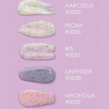 Акрил-гель DNKa Liquid Acrygel №0039 Magnolia без кисточки розово-персиковый с сухоцветами 15 мл (LAD0039-15) - Фото №3