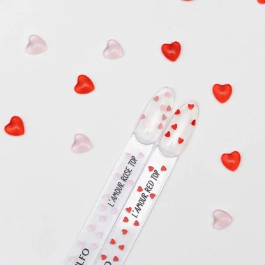 Топ KOMILFO L'amour Red No Wipe без липкого слоя прозрачный с красными сердцами 8 мл (508003) - Фото №4