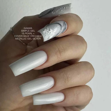 Гель для наращивания GA&MA Simple gel №015 Pearl молочный с шиммером 30 мл (7700131) - Фото №3