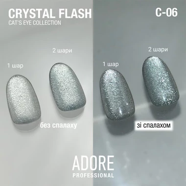Гель-лак ADORE Cat’s Eye C-06 холодный серебряный 8 мл (5906935706886) - Фото №3