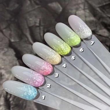 Гель для дизайна Dark Snow gel 03 полупрозрачный с розовыми камифубуками 5 г (Dsnow03) - Фото №5