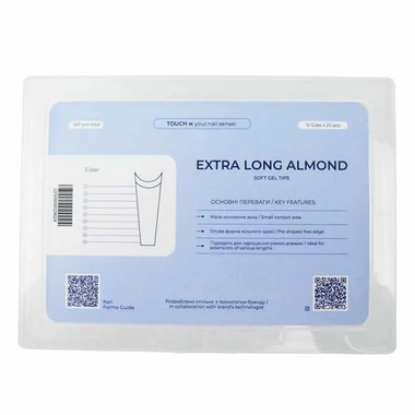 Типсы Touch EXTRA LONG ALMOND для наращивания с малой контактной зоной 240 шт (2230000029024) - Фото №3
