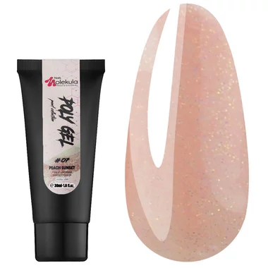 Полигель Molekula Nails №07 Peach Sunset бежевый с шиммером 30 мл - Фото №4