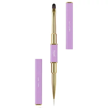 Пензлик для гелю подвійний HEART TOUCH PRO DUO №6 Oval + Liner 10mm - Фото №2