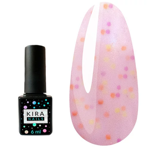 Гель-лак KIRA Nails Yoghurt Boom! №008 малиновый мусс с разноцветными частичками 6 мл (369008)
