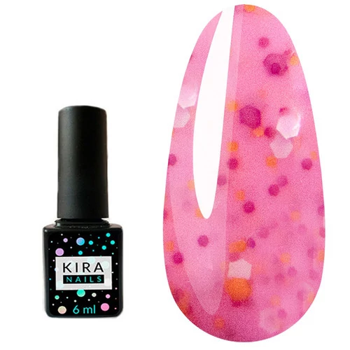 Гель-лак KIRA Nails Yoghurt Boom! №010 малиновое смузи с разноцветными частичками 6 мл (369010)
