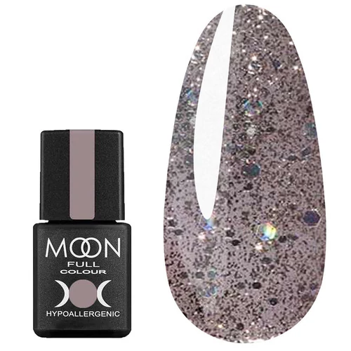 SALE Гель-лак MOON FULL №323 серебристо-бежевый с разноцветным глиттером 8 мл (5908254188831)