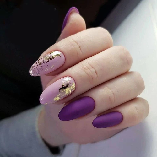 Фиолетовый маникюр (фиолетово-розовый с золотом)