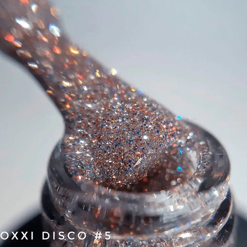 Гель-лак OXXI Disco №5 коричневый с бронзовыми блестками светоотражающий 10 мл (000002127) - Фото №2