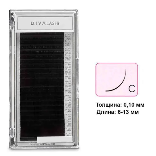 Ресницы DIVALASH изгиб С 0.10  6-13мм - Фото №1