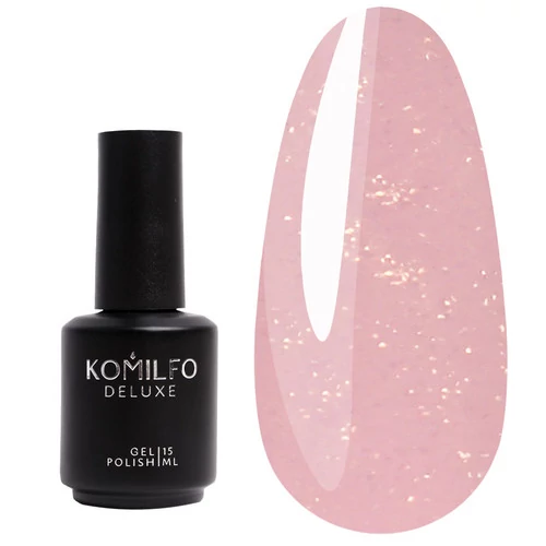 KOMILFO KC Glitter Rubber French Base KC004 бежево-розовый с золотым микроблеском 15 мл (201504) - Фото №1