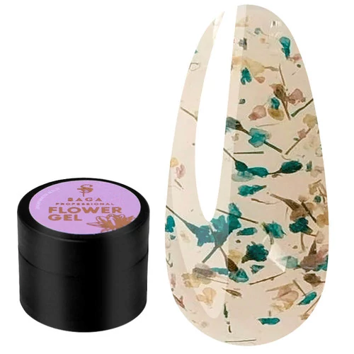 SALE Гель сухоцвет Saga Flower Fairy Gel №05 прозрачный с желто-зелеными цветами (2000994244662) - Фото №1