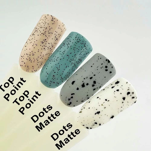 Топ NAILAPEX Dots Matte Top Gel прозрачный матовый без липкого слоя с черной крошкой 15 мл (1513) - Фото №3