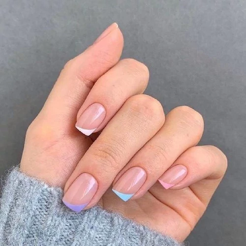 Нежный осенний маникюр(короткие квадратные ногти)