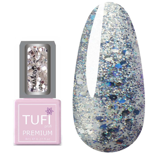 Гель-лак TUFI profi DIAMOND 01 Неоновый крупный глиттер 8 мл (0103031)