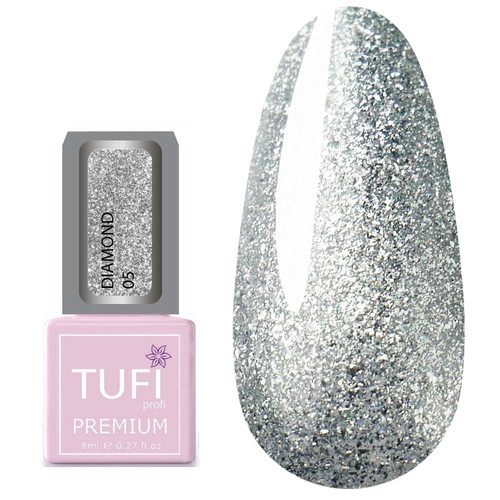 Гель-лак TUFI profi DIAMOND 05 Серебряный брокат 8 мл (0103036)
