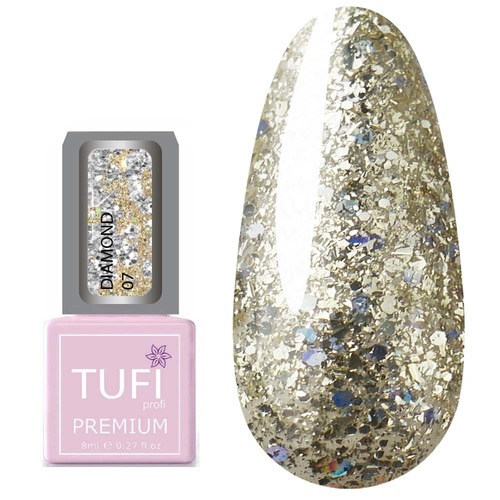 Гель-лак TUFI profi DIAMOND 07 Золотые крупные блестки 8 мл (0103038)