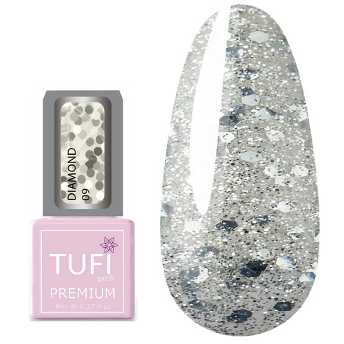 Гель-лак TUFI profi DIAMOND 09 Серебряная пуля 8 мл (0103040)