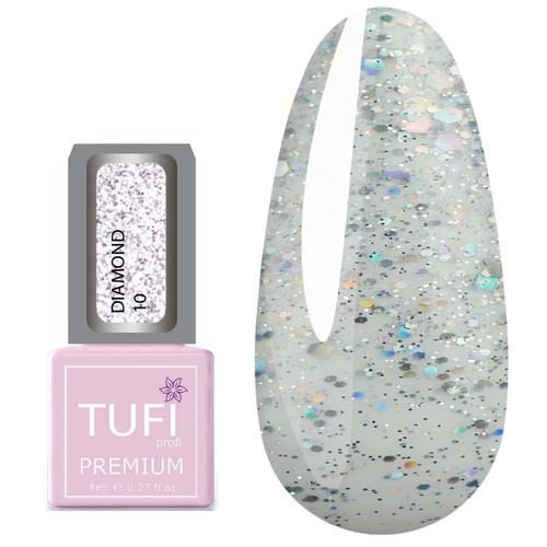 Гель-лак TUFI profi DIAMOND 10 Серебряная искра 8 мл (0103041)