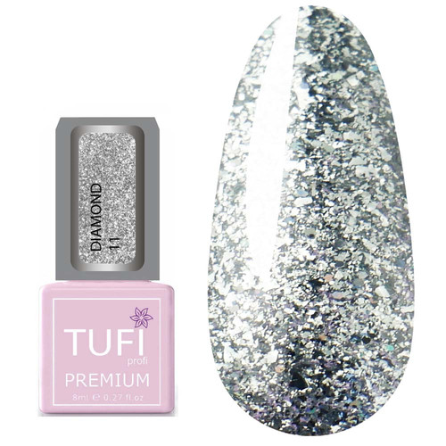 Гель-лак TUFI profi DIAMOND 11 Насыщенное серебро 8 мл (0103051)