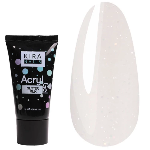 Kira Nails Acryl Gel Glitter Milk молочный с шиммером 30 г (678719) - Фото №1