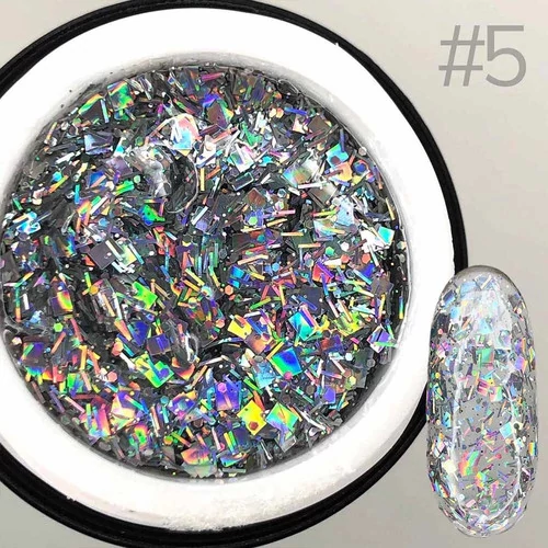 SALE Гель Saga professional GALAXY glitter №05 прозрачный с голографическими частицами 8 мл (2000994383590) - Фото №3
