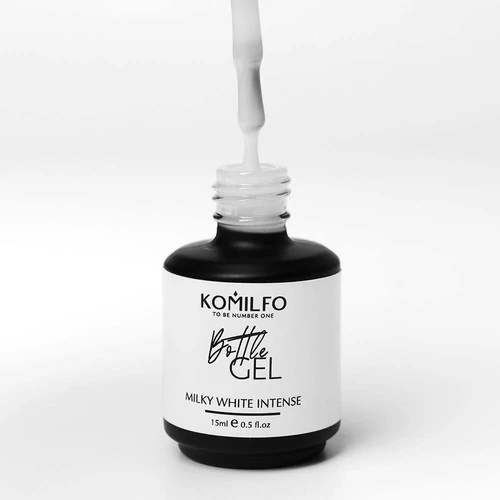 Гель для ногтей Komilfo Bottle Gel Milky white intense интенсивный молочный 15 мл (980157) - Фото №2