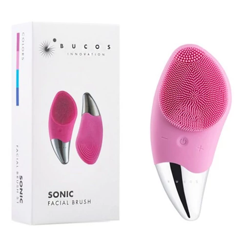 Щетка для очищения лица-BUCOS Sonic Facial Brush S1, силиконовая, пастельно-розовый - Фото №2
